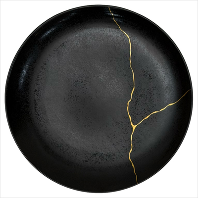 Teller flach 31 cm _Karbon Kintsugi__top